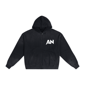 AN ZIP HOODIE - BLACK
