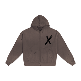 AN ZIP HOODIE - BROWN